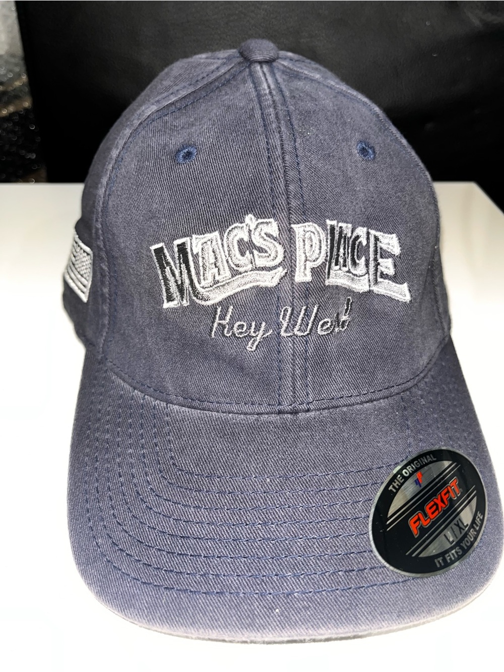 Mac's Place Hey Well Embroidered Flexfit Cap - Navy